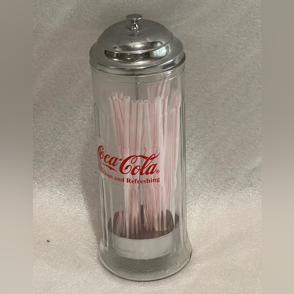 Vintage 1992 Coca Cola Company Diner Glass Straw Holder - excellent condition!